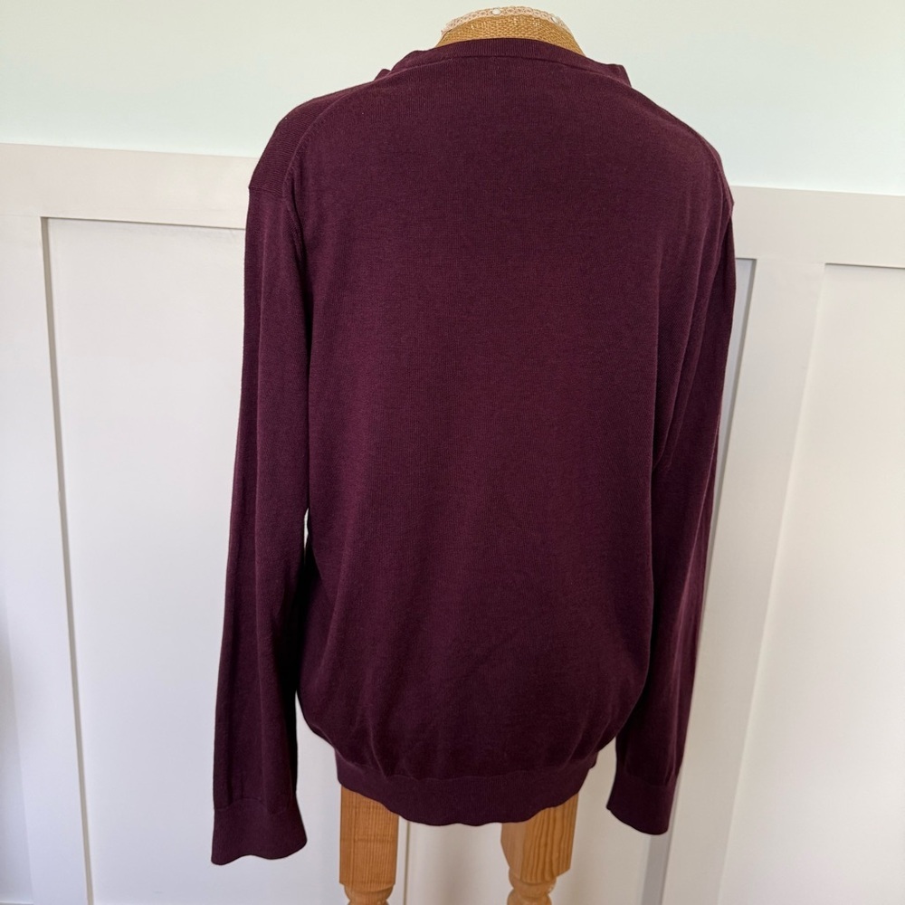 Banana Republic Men's LARGE Pullover‎ Sweater V-Neck Luxury silk cashmere Purple - Picture 2 of 6